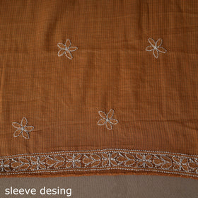Brown - 2pc kota doria cotton unstitched lucknow chikankari