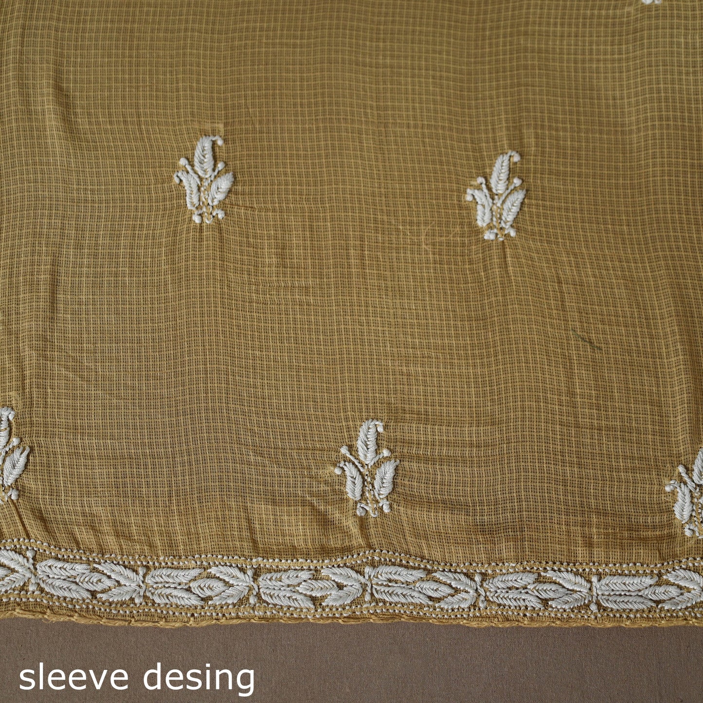 Brown - 2pc kota doria cotton unstitched lucknow chikankari