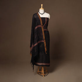 Brown - 2pc linen silk unstitched dress material 03