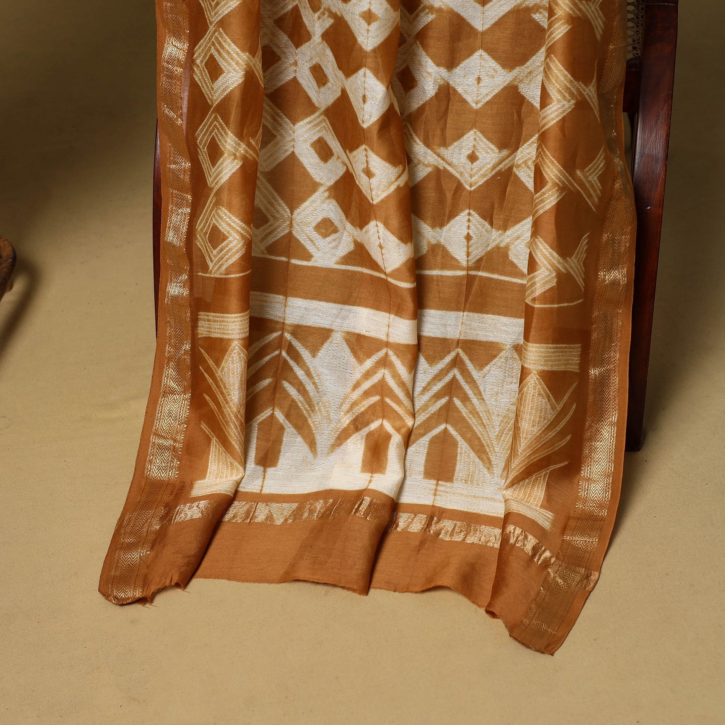 2pc maheshwari silk unstitched tie-dye nui shibori dress