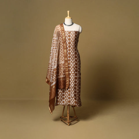 2pc maheshwari silk unstitched tie-dye nui shibori dress