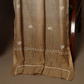 Brown - 2pc mul chanderi semi stitched hand beads work