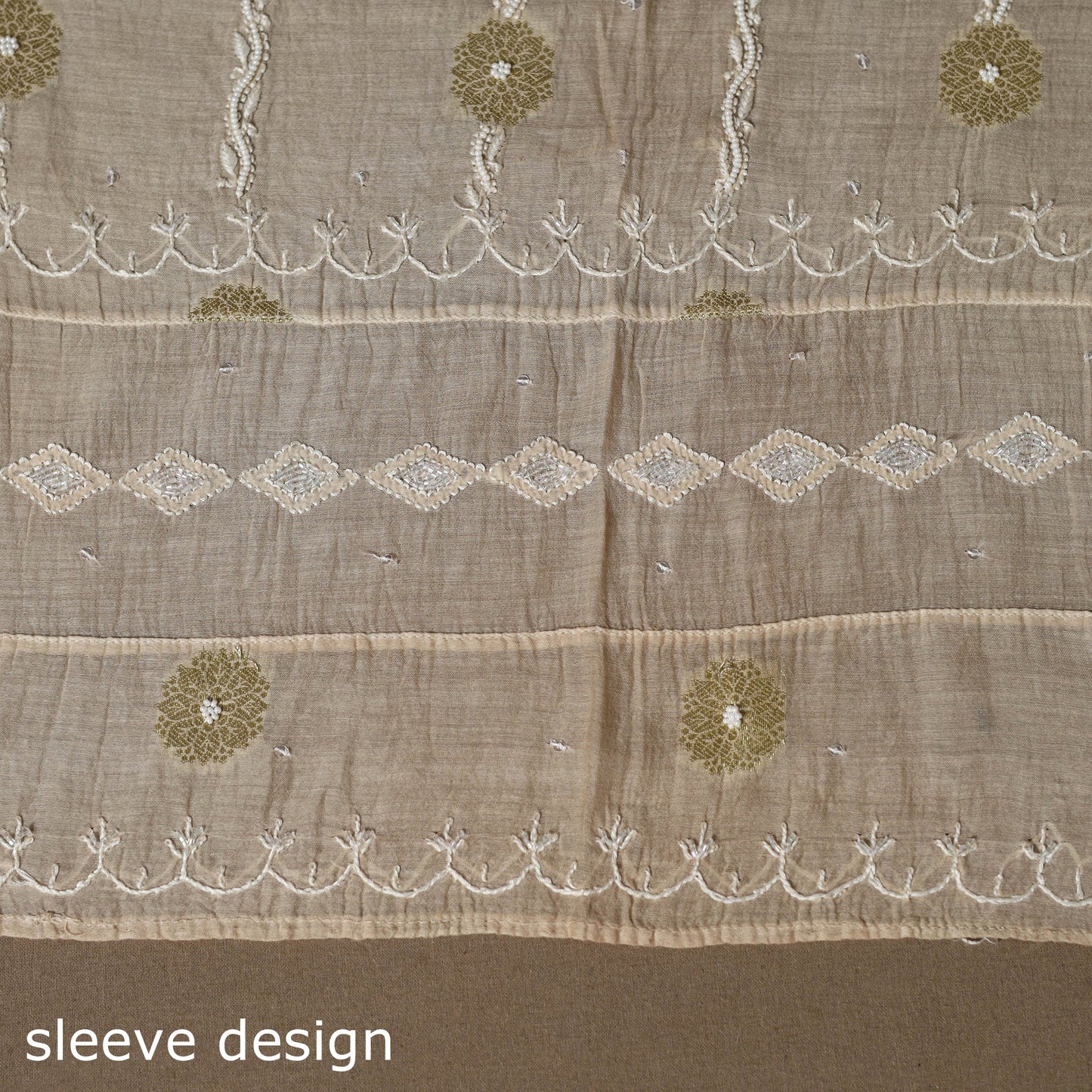 Brown - 2pc mul chanderi semi stitched hand beads work