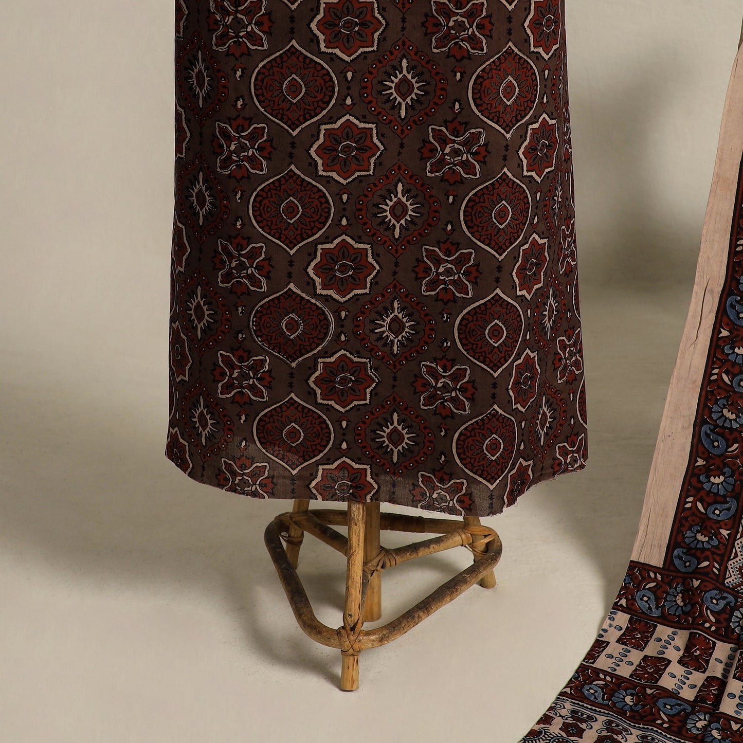 Buy Brown 2pc Block Print Natural Dyed Ajrakh Dress Material