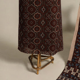 Buy Brown 2pc Block Print Natural Dyed Ajrakh Dress Material