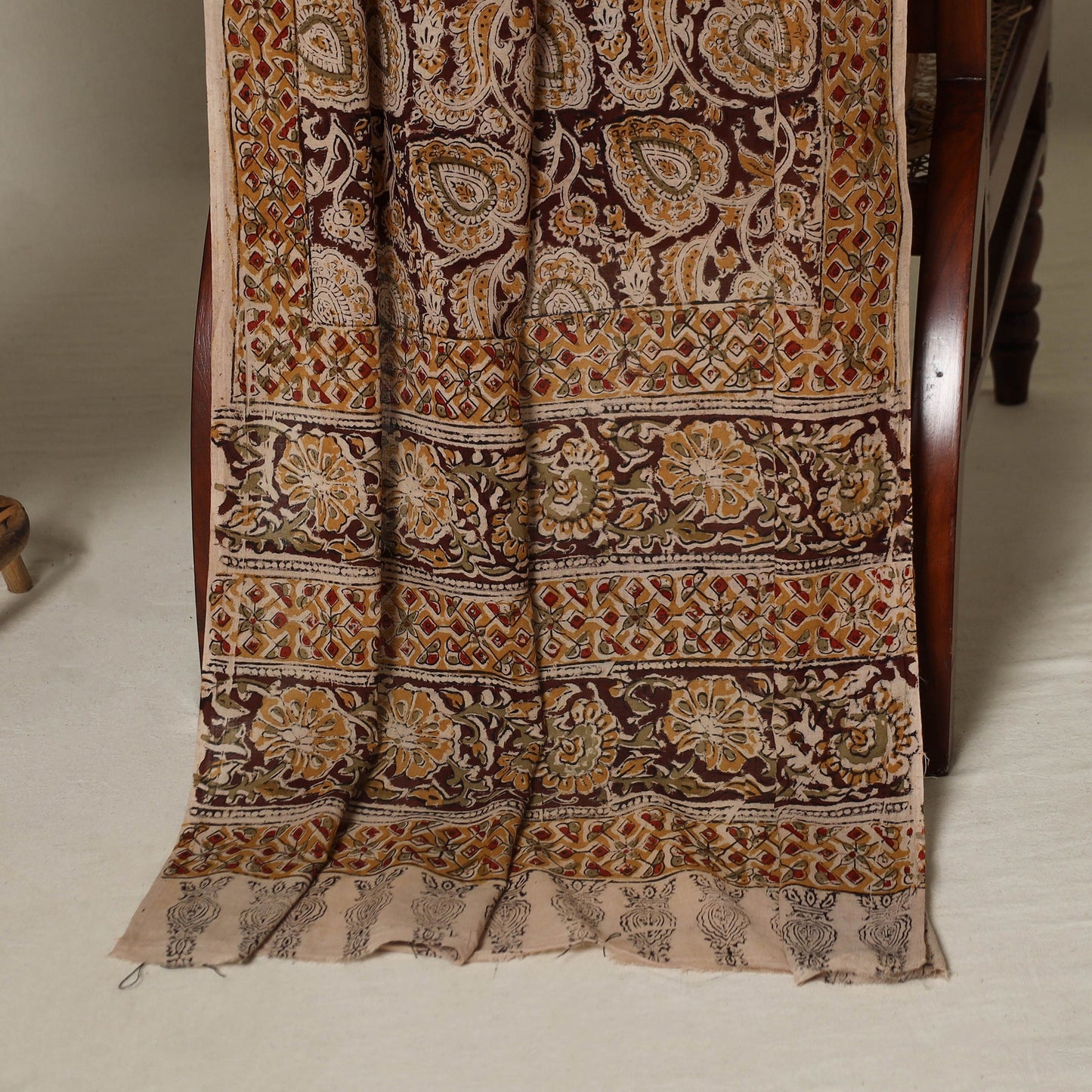 Brown - 2pc pedana cotton unstitched kalamkari dress
