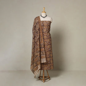 Brown - 2pc pedana cotton unstitched kalamkari dress