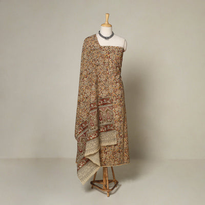 Brown - 2pc pedana cotton unstitched kalamkari dress