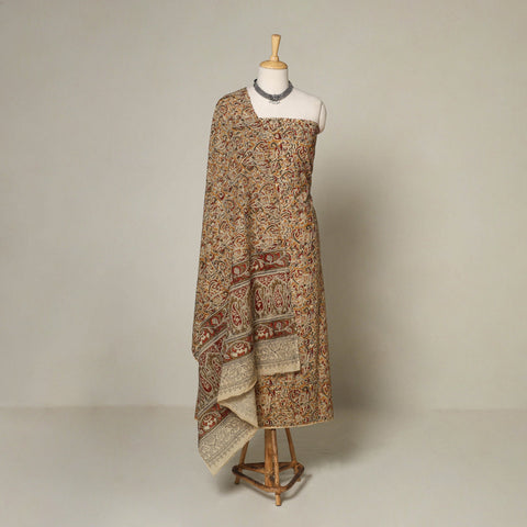 Brown - 2pc pedana cotton unstitched kalamkari dress