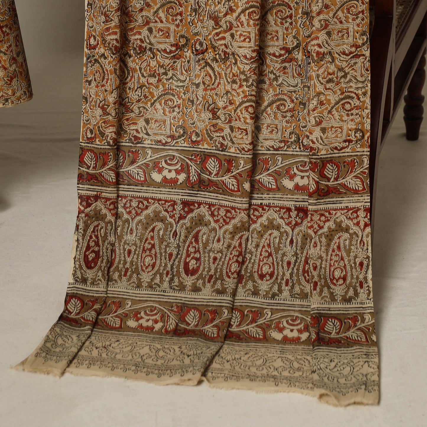 Brown - 2pc pedana cotton unstitched kalamkari dress