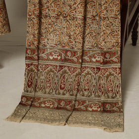 Brown - 2pc pedana cotton unstitched kalamkari dress