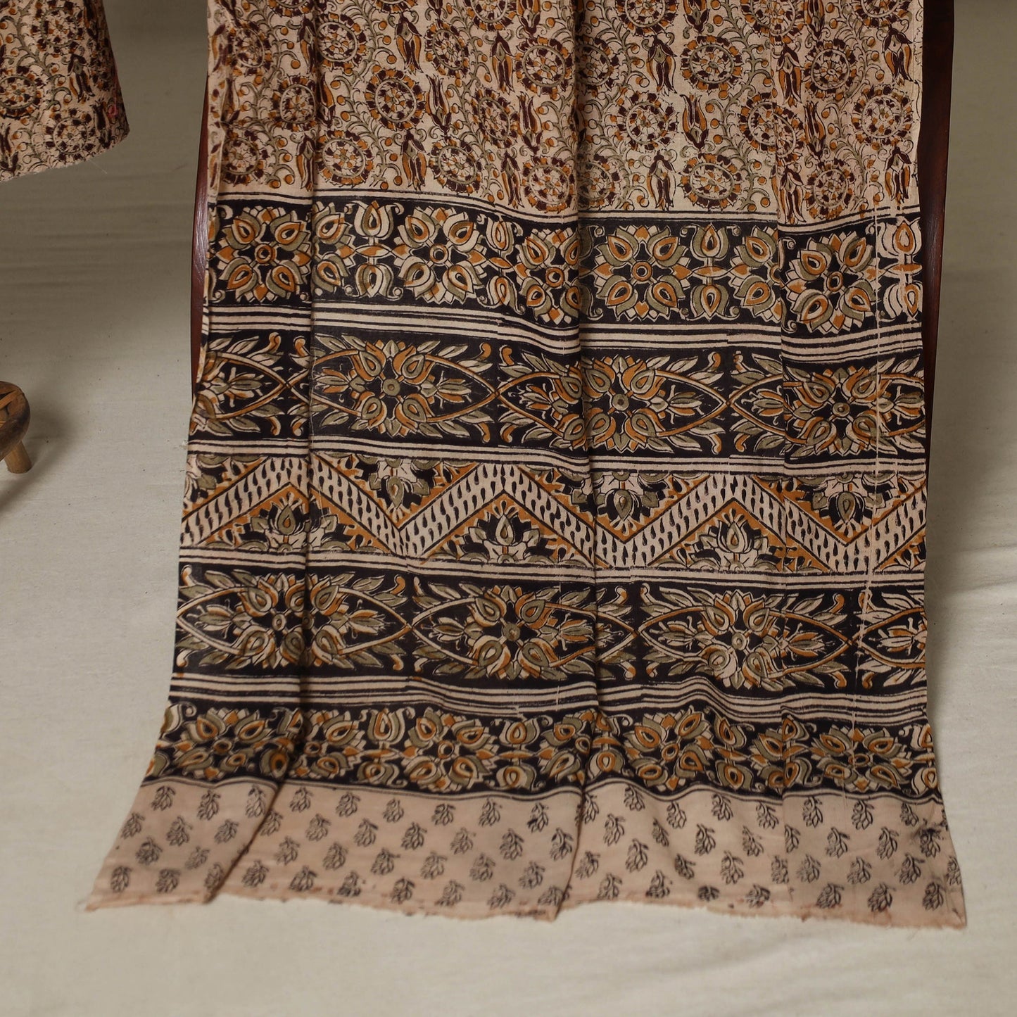 Brown - 2pc pedana cotton unstitched kalamkari dress