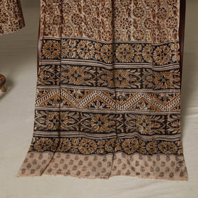 Brown - 2pc pedana cotton unstitched kalamkari dress