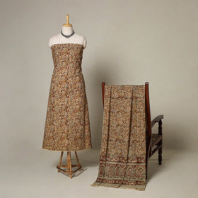 Brown - 2pc pedana cotton unstitched kalamkari dress
