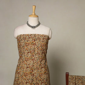 Brown - 2pc pedana cotton unstitched kalamkari dress