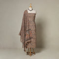 Brown - 2pc pedana cotton unstitched kalamkari dress