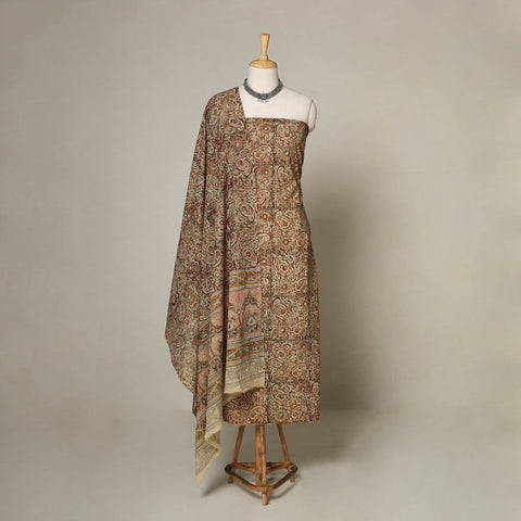 Brown - 2pc pedana cotton unstitched kalamkari dress