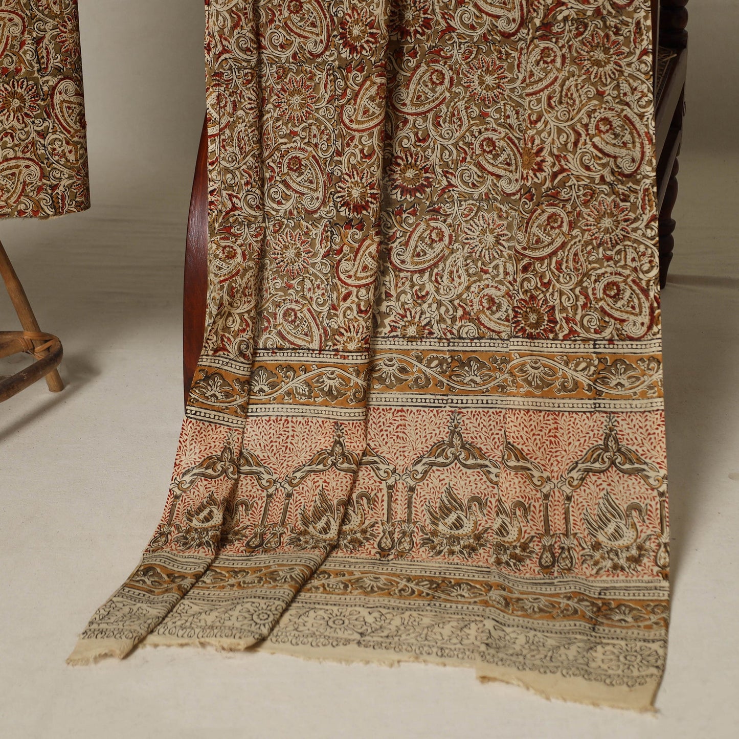 Brown - 2pc pedana cotton unstitched kalamkari dress