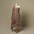 Brown - 2pc pedana cotton unstitched kalamkari dress