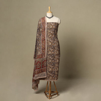 Brown - 2pc pedana cotton unstitched kalamkari dress