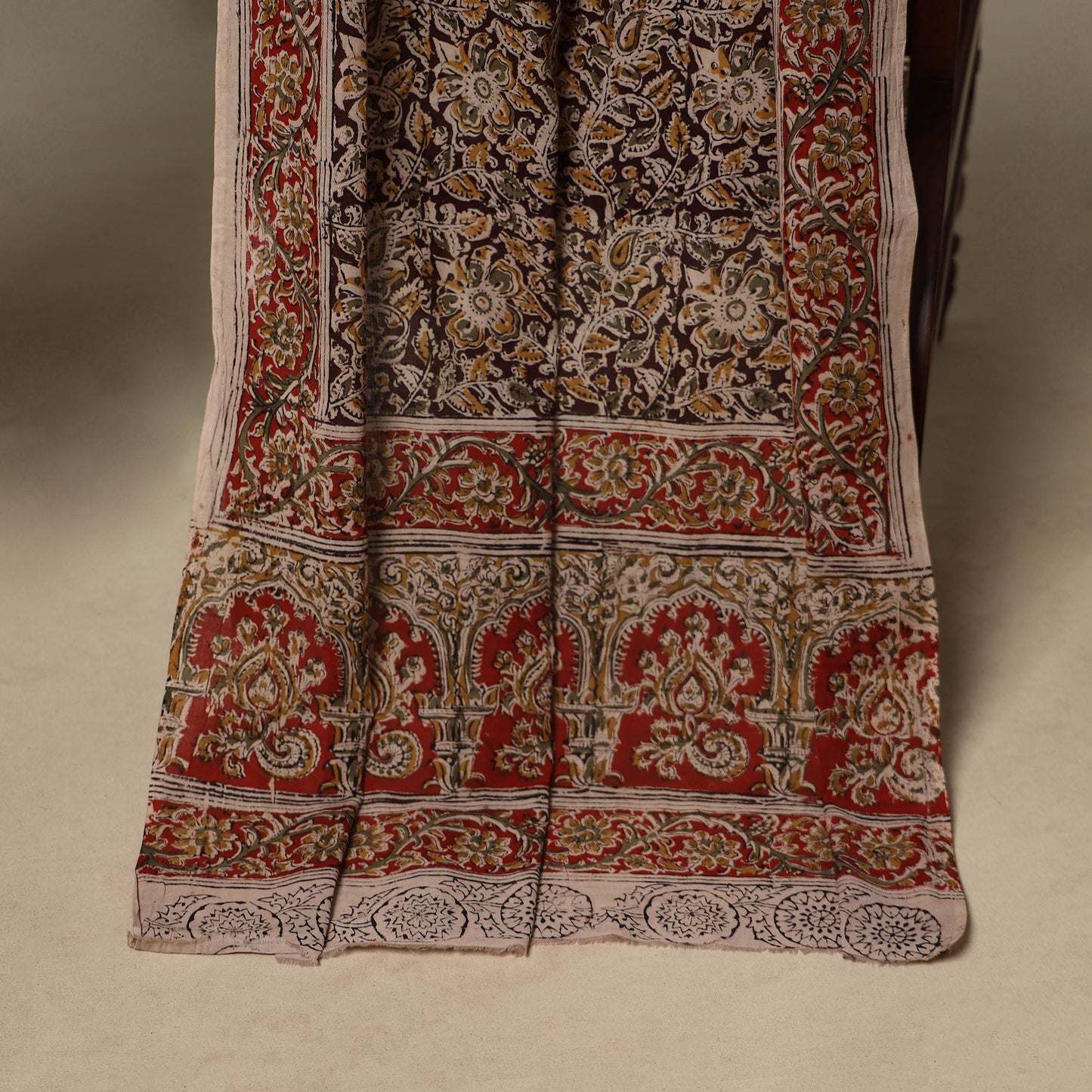 Brown - 2pc pedana cotton unstitched kalamkari dress