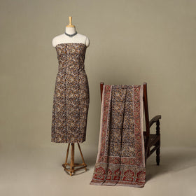 Brown - 2pc pedana cotton unstitched kalamkari dress