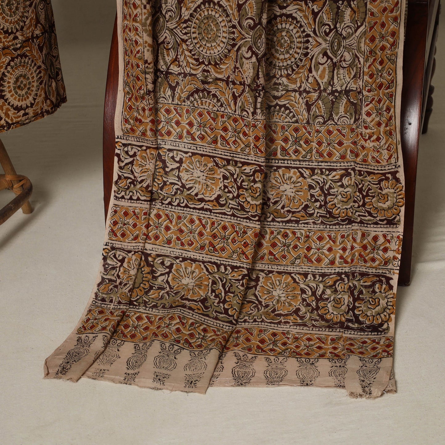 Brown - 2pc pedana cotton unstitched kalamkari dress
