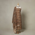 Brown - 2pc pedana cotton unstitched kalamkari dress