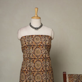 Brown - 2pc pedana cotton unstitched kalamkari dress