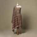 Brown - 2pc pedana cotton unstitched kalamkari dress