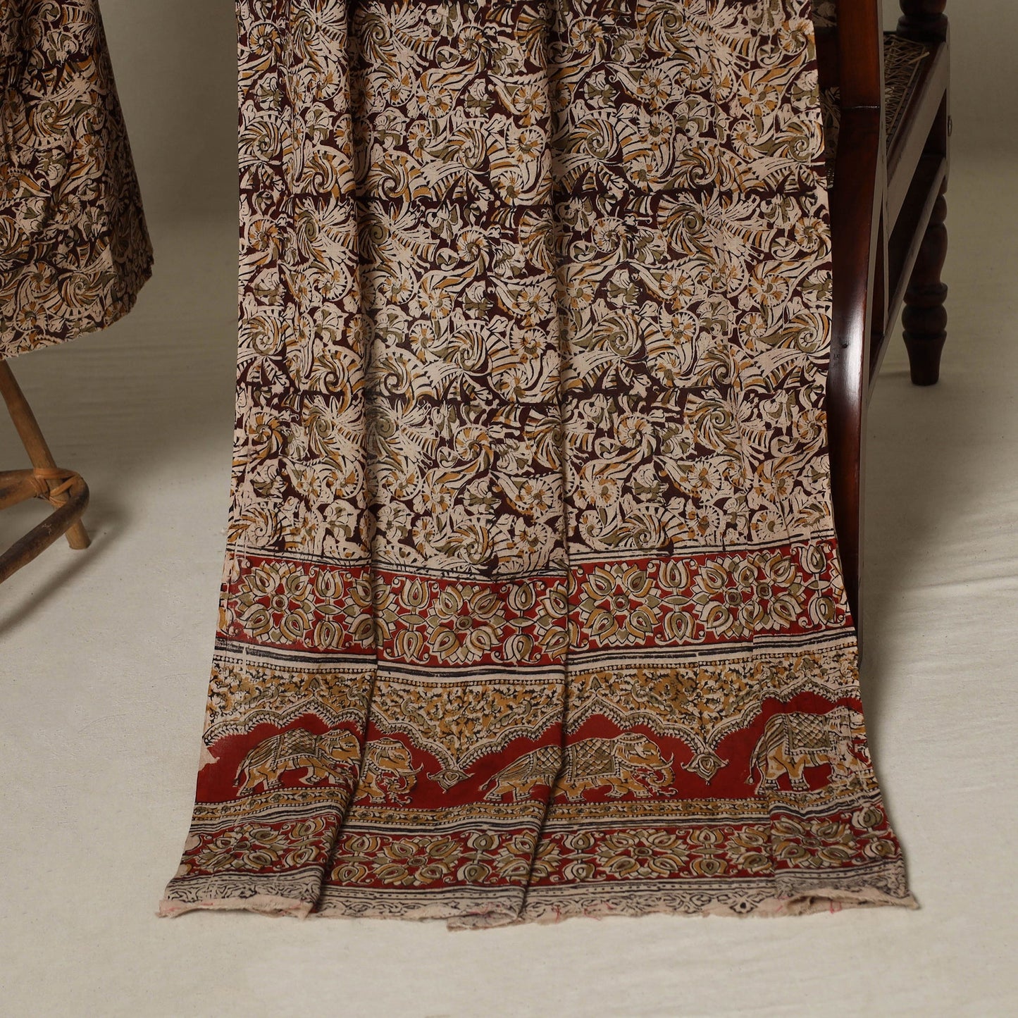 Brown - 2pc pedana cotton unstitched kalamkari dress