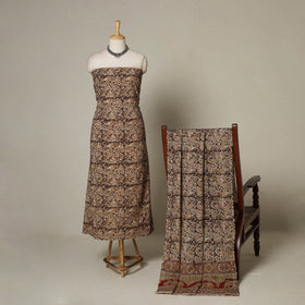 Brown - 2pc pedana cotton unstitched kalamkari dress