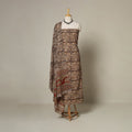 Brown - 2pc pedana cotton unstitched kalamkari dress