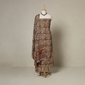 Brown - 2pc pedana cotton unstitched kalamkari dress