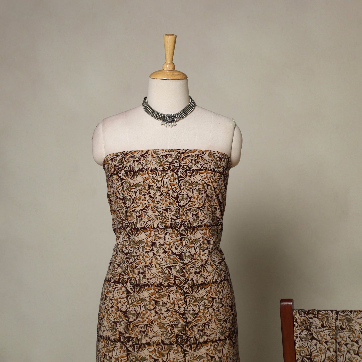 Brown - 2pc pedana cotton unstitched kalamkari dress