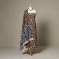 Brown - 2pc printed cotton unstitched kalamkari dress