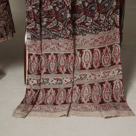 Brown - 2pc printed cotton unstitched kalamkari dress