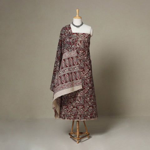 Brown - 2pc printed cotton unstitched kalamkari dress