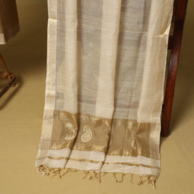 Brown - 2pc tissue zari handloom unstitched maheshwari silk