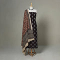 Brown - 2pc unstitched cotton pochampally ikat dress