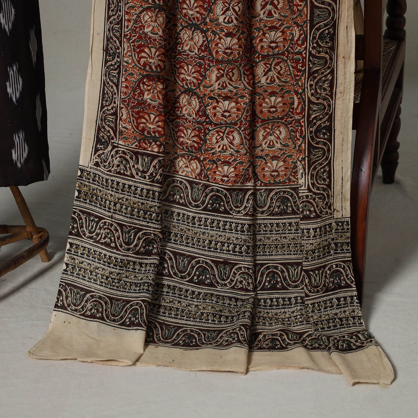 Brown - 2pc unstitched cotton pochampally ikat dress