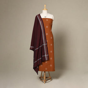 Brown - 2pc unstitched jacquard dress material