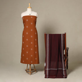 Brown - 2pc unstitched jacquard dress material