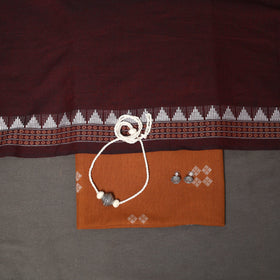 Brown - 2pc unstitched jacquard dress material