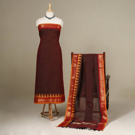 Brown - 2pc unstitched kandangi chettinad cotton dress