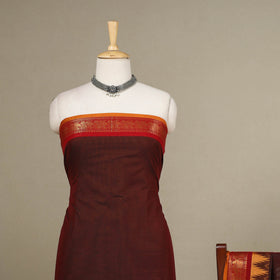 Brown - 2pc unstitched kandangi chettinad cotton dress