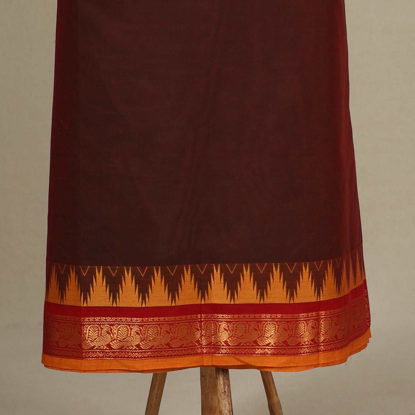 Brown - 2pc unstitched kandangi chettinad cotton dress