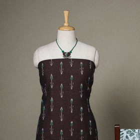 Brown - 2pc unstitched pochampally ikat dress material