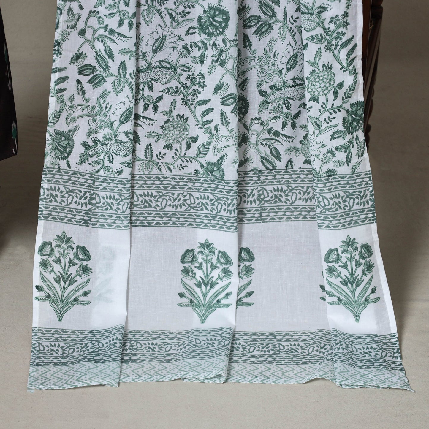 Brown - 2pc unstitched pochampally ikat dress material