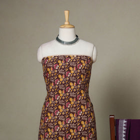 Brown - 2pc unstitched printed cotton kalamkari dress